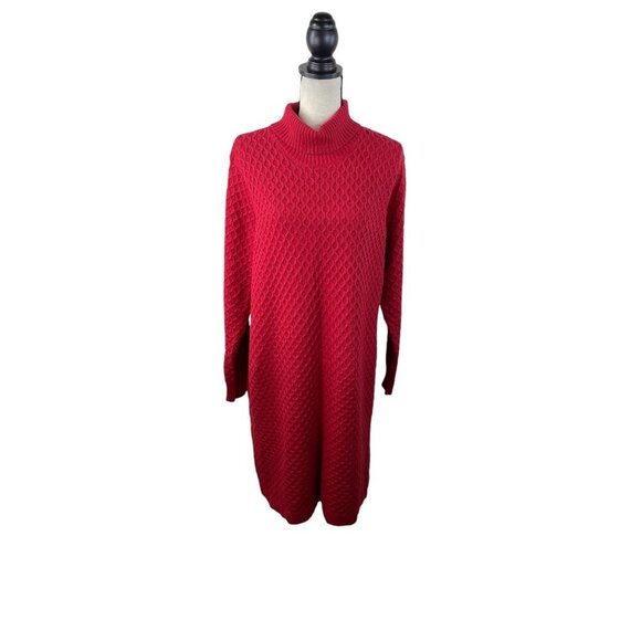 Eloquii Textured Turtleneck Long Sleeve Sweater Dress Holiday Winter - Picture 2 of 10